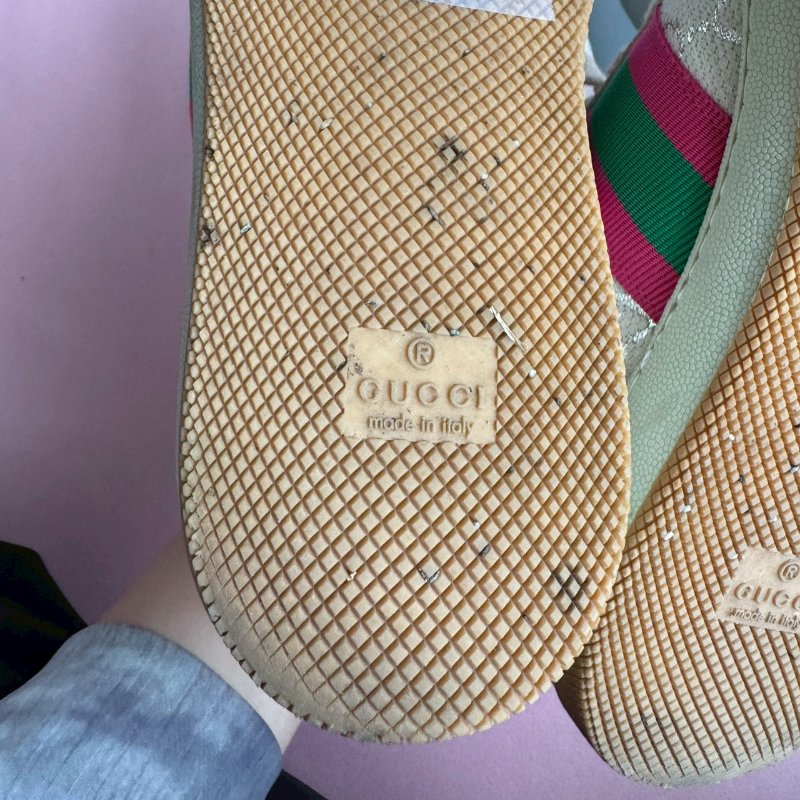 🎊重點有盒子🎊Gucci 米白雙G紅綠織帶休閒布鞋 38-11