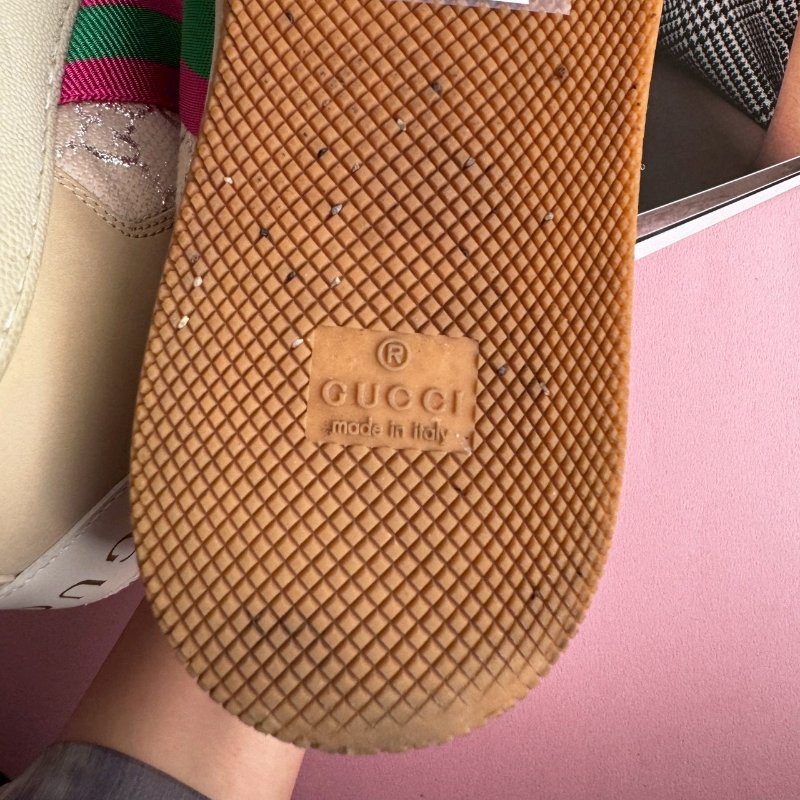 🎊重點有盒子🎊Gucci 米白雙G紅綠織帶休閒布鞋 38-13