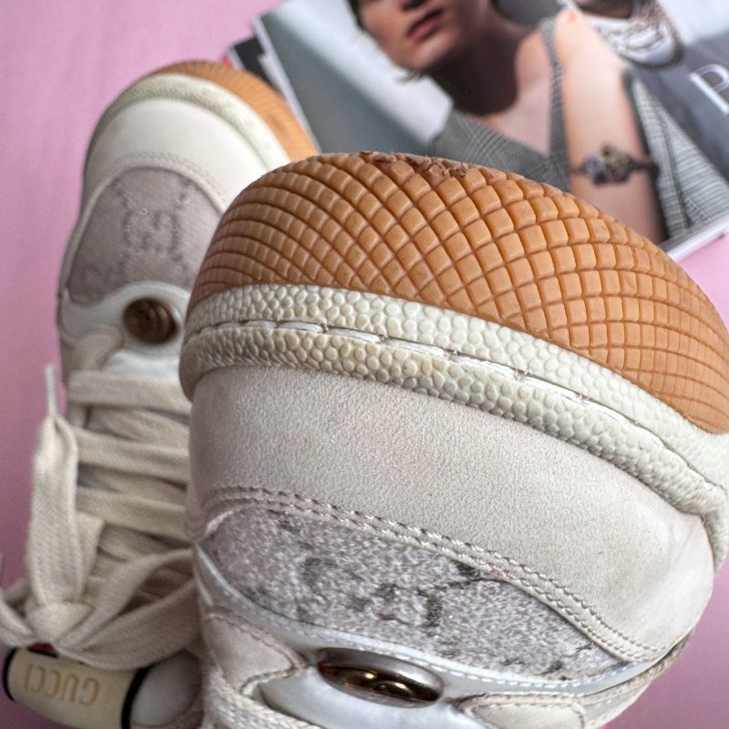 🎊重點有盒子🎊Gucci 米白雙G紅綠織帶休閒布鞋 38-16