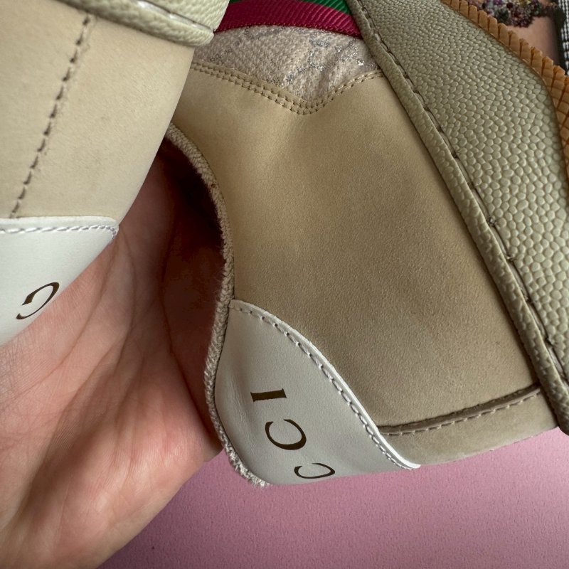 🎊重點有盒子🎊Gucci 米白雙G紅綠織帶休閒布鞋 38-17