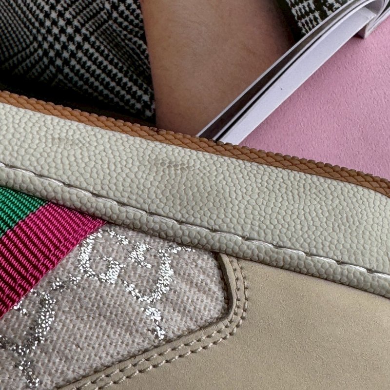 🎊重點有盒子🎊Gucci 米白雙G紅綠織帶休閒布鞋 38-23