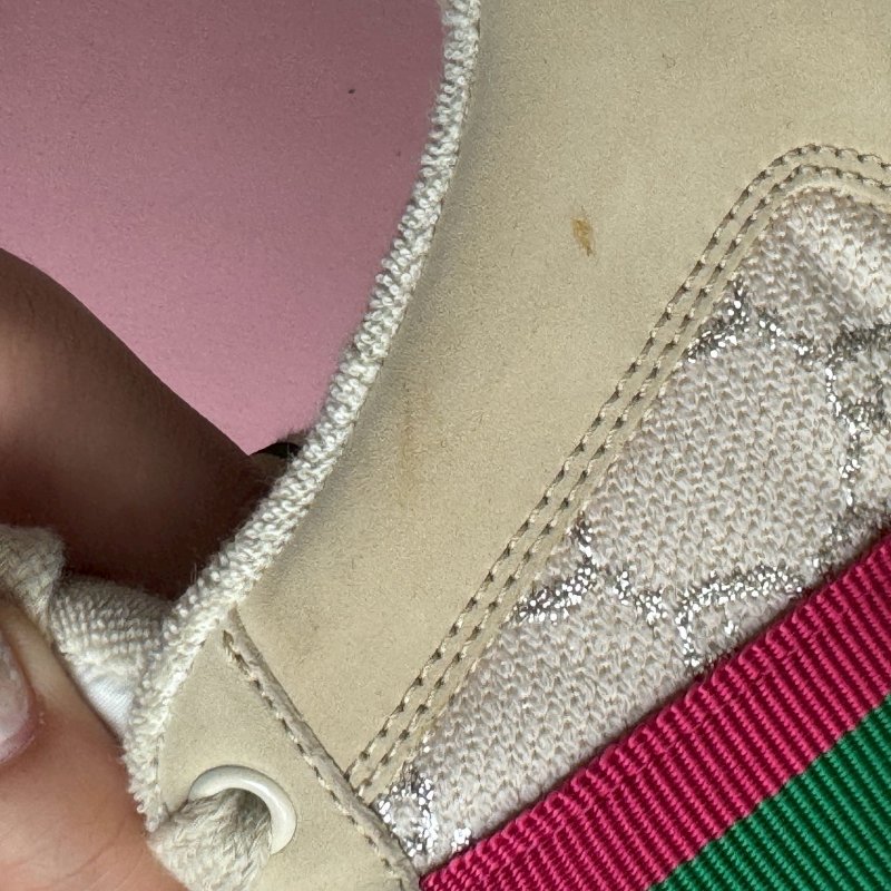 🎊重點有盒子🎊Gucci 米白雙G紅綠織帶休閒布鞋 38-26