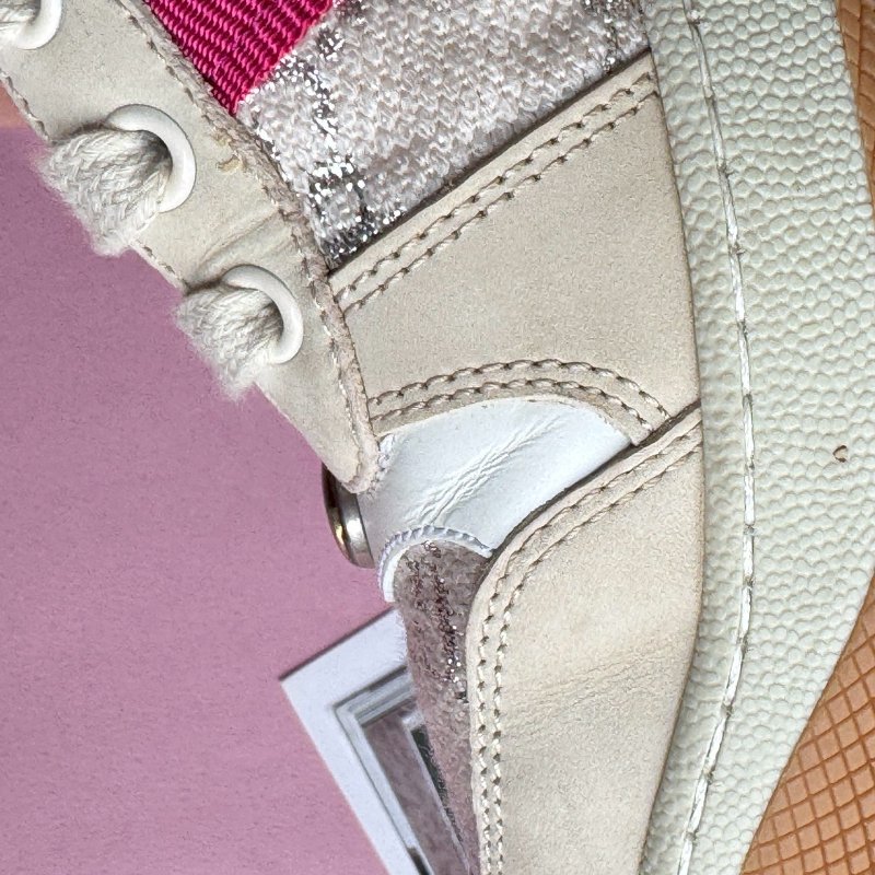 🎊重點有盒子🎊Gucci 米白雙G紅綠織帶休閒布鞋 38-27