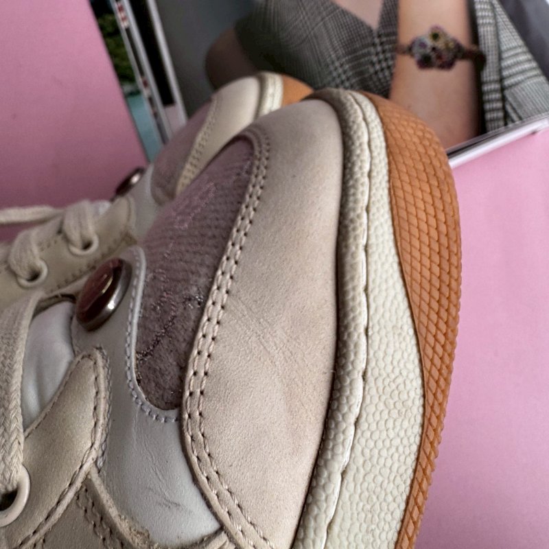 🎊重點有盒子🎊Gucci 米白雙G紅綠織帶休閒布鞋 38-29