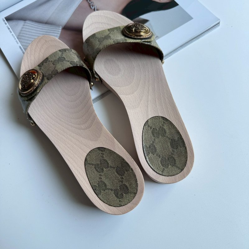 ✨全網最低 Gucci 米白拼烏木色經典花紋拖鞋35.5-1