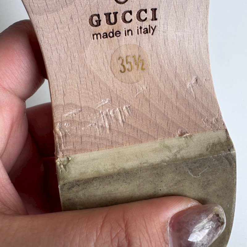 ✨全網最低 Gucci 米白拼烏木色經典花紋拖鞋35.5-8