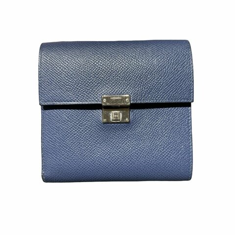 HERMÈS Epsom leather Clic-H wallet PHW Navy