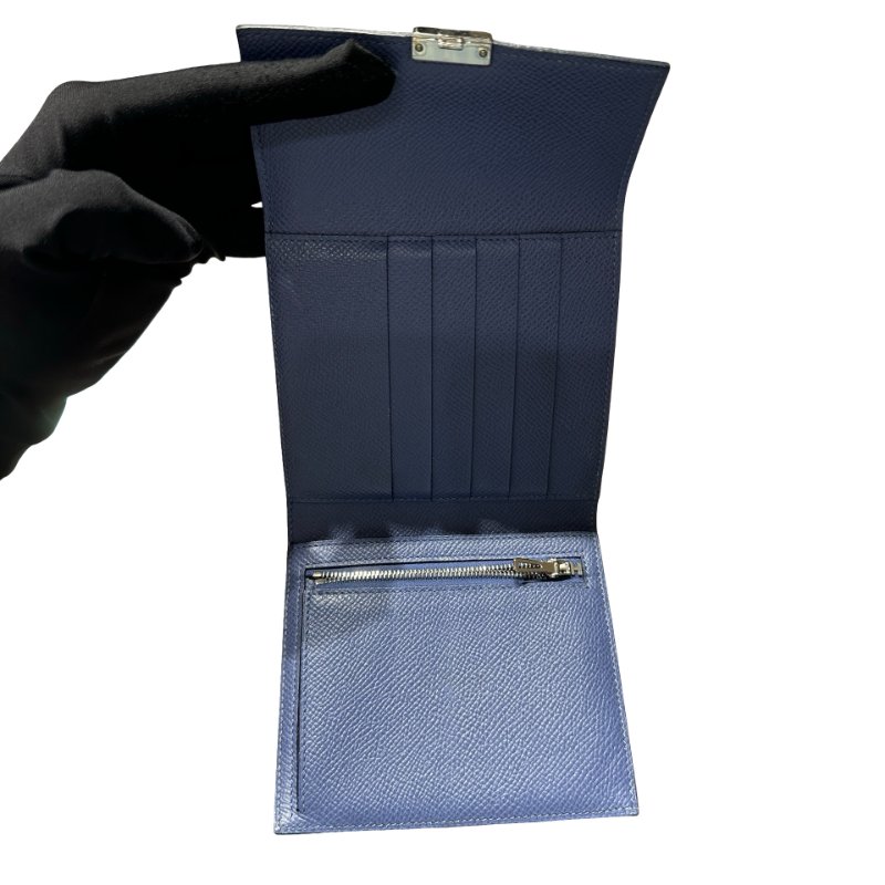 HERMÈS Epsom leather Clic-H wallet PHW Navy-2