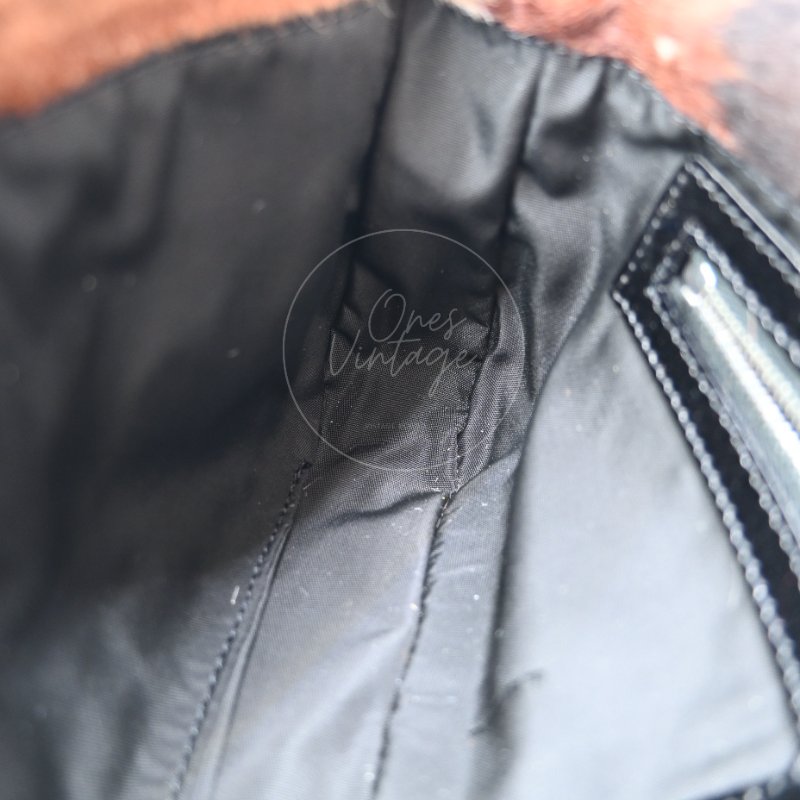 中古 芬迪 Fendi 動物印花 Animal Print 小馬毛 Pony Hair Baguette 法棍包 棕白色手袋-20