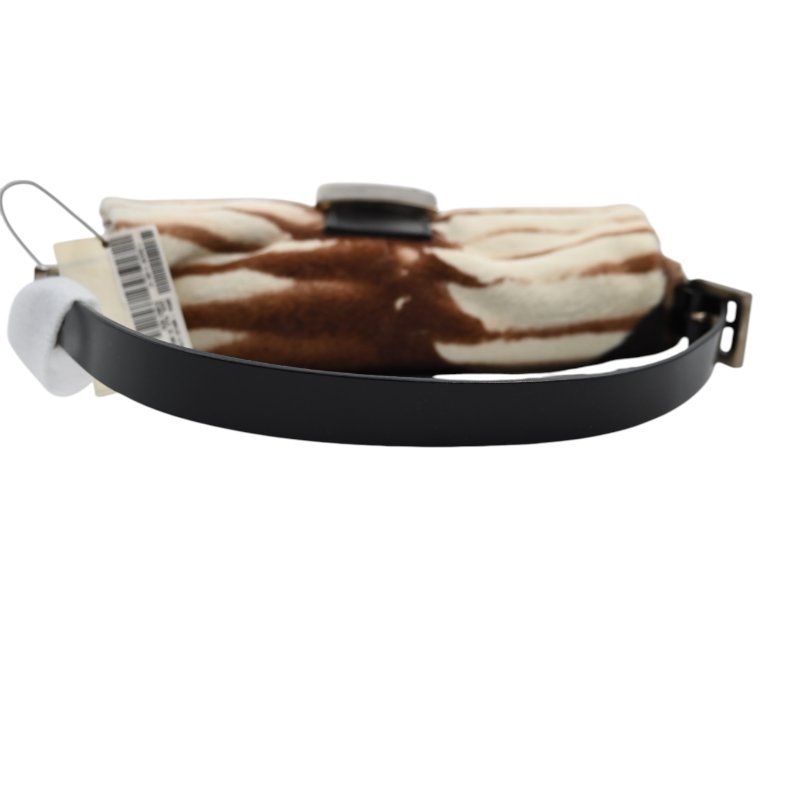 中古 芬迪 Fendi 動物印花 Animal Print 小馬毛 Pony Hair Baguette 法棍包 棕白色手袋-35