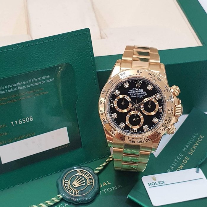 【大眾名錶】ROLEX勞力士 116508 Daytona 18K金 黑面八鑽面盤 2023/04全配 大眾名錶G211-1