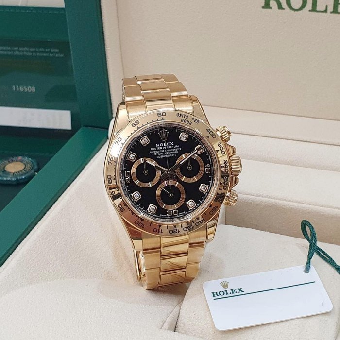 【大眾名錶】ROLEX勞力士 116508 Daytona 18K金 黑面八鑽面盤 2023/04全配 大眾名錶G211-3