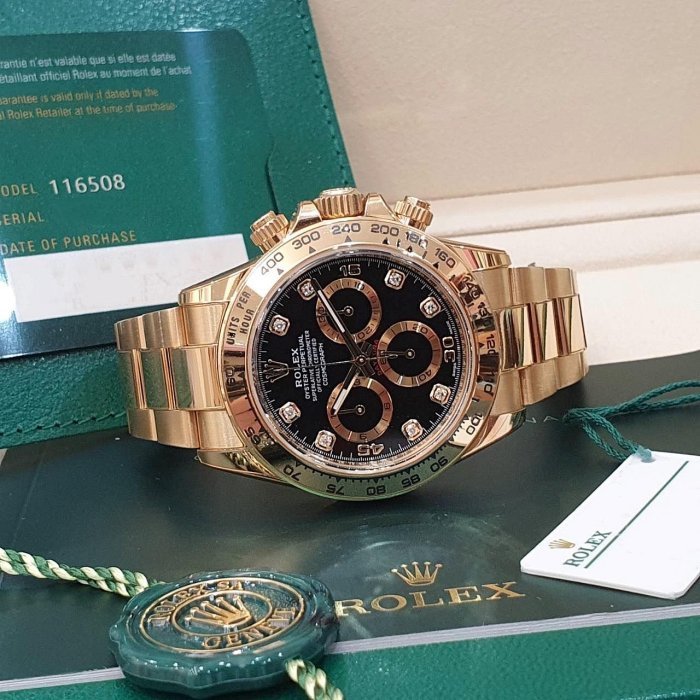 【大眾名錶】ROLEX勞力士 116508 Daytona 18K金 黑面八鑽面盤 2023/04全配 大眾名錶G211-4