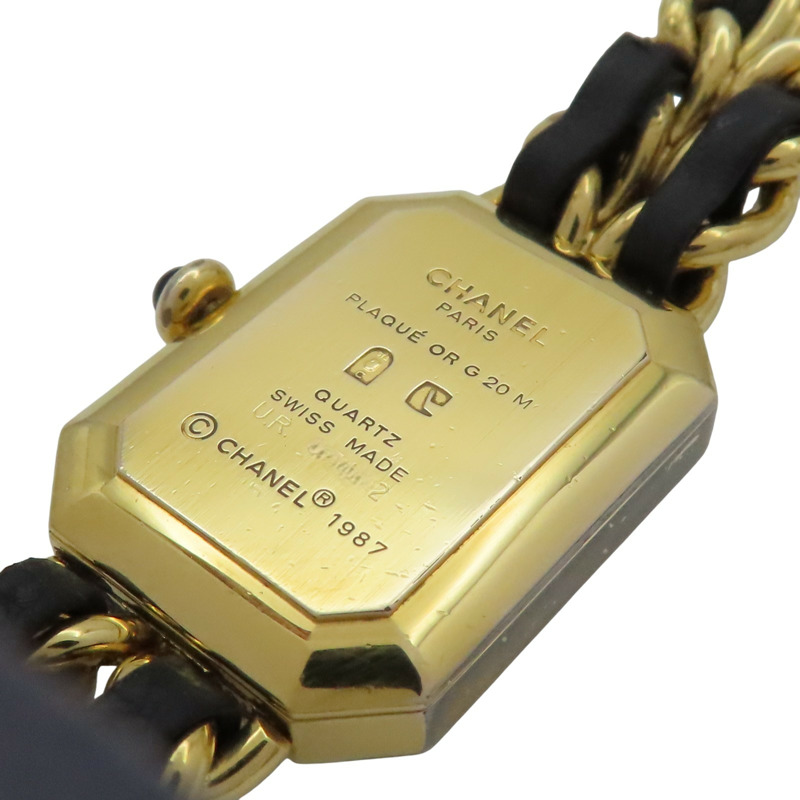 黑色錶盤 鍍金 皮革錶帶 Premiere M 石英腕錶【CHANEL 香奈兒】 H0001-3