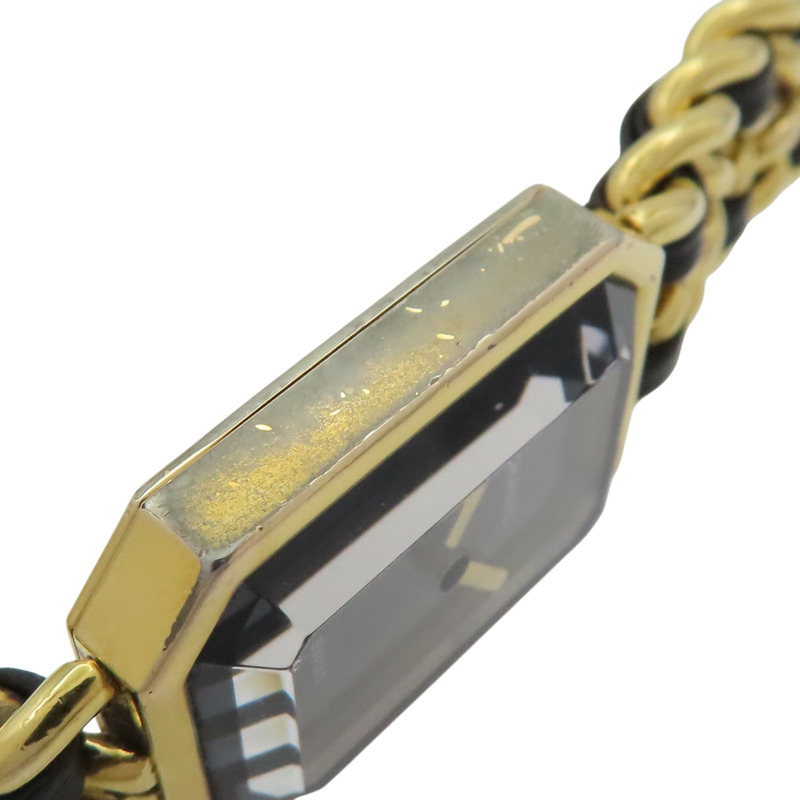 黑色錶盤 鍍金 皮革錶帶 Premiere M 石英腕錶【CHANEL 香奈兒】 H0001-14