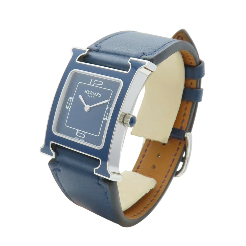藍色錶盤 皮帶 馬耳他藍 漆面 Heure H腕錶【HERMES 愛馬仕】 HH1.522-1