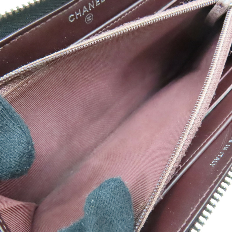 黑色 荔枝紋 牛皮 拉鏈長夾 A50097 (無卡)【CHANEL 香奈兒】 A50097-3