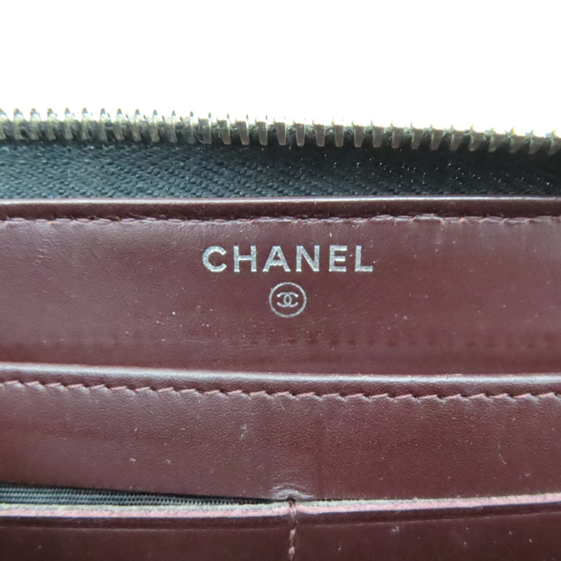 黑色 荔枝紋 牛皮 拉鏈長夾 A50097 (無卡)【CHANEL 香奈兒】 A50097-4