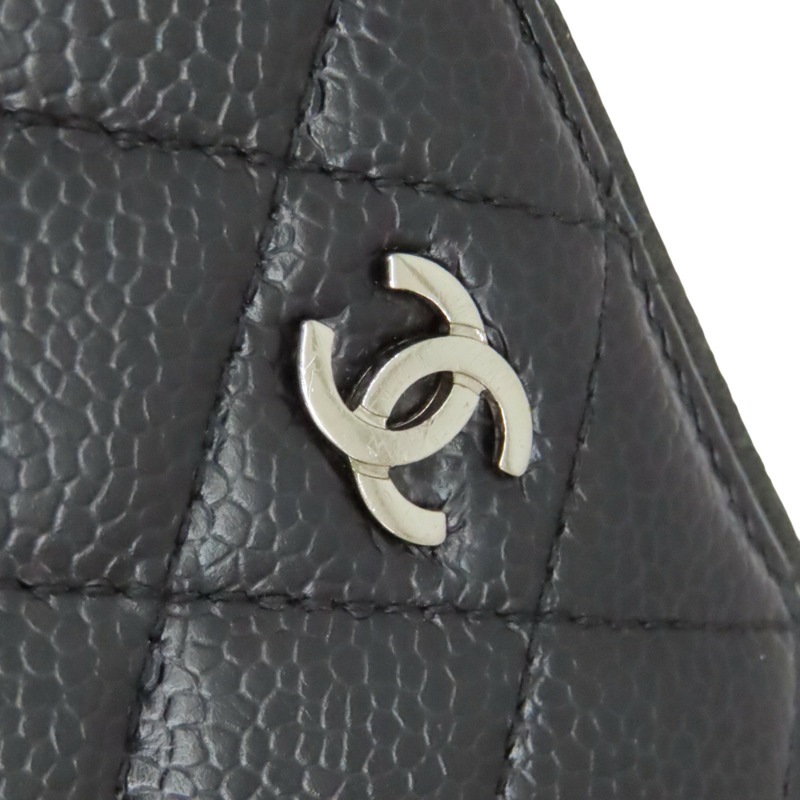 黑色 荔枝紋 牛皮 拉鏈長夾 A50097 (無卡)【CHANEL 香奈兒】 A50097-7
