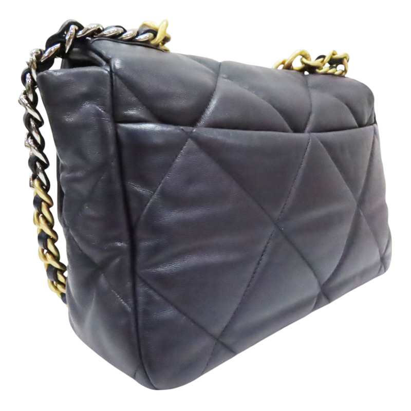 藍色 羊皮 19口蓋包 鍊帶肩背包【CHANEL 香奈兒】 AS1161-1
