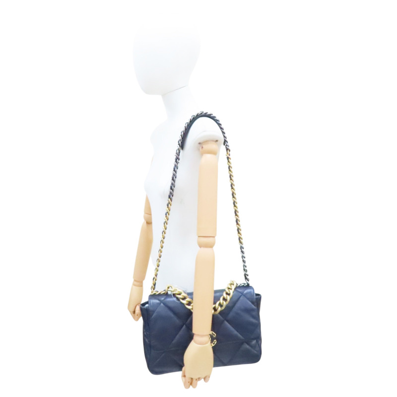 藍色 羊皮 19口蓋包 鍊帶肩背包【CHANEL 香奈兒】 AS1161-9