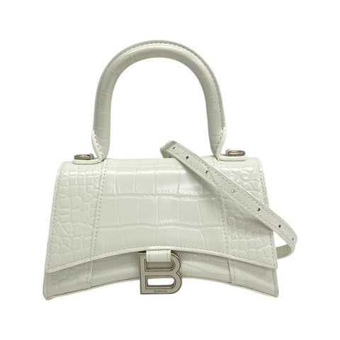 白色 鱷魚紋牛皮 Hourglass 肩背包 592833【Balenciaga 巴黎世家】 592833