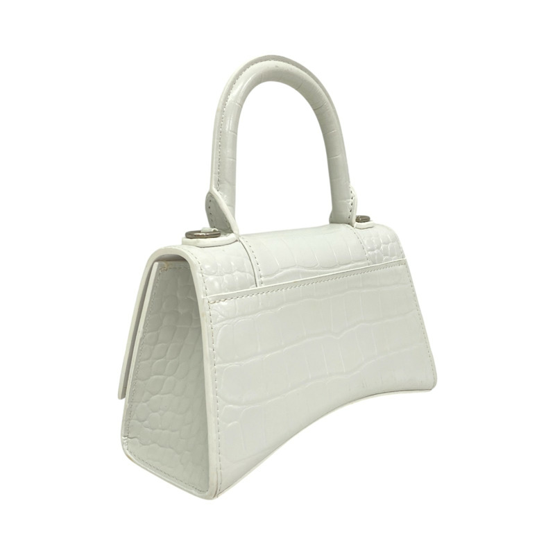 白色 鱷魚紋牛皮 Hourglass 肩背包 592833【Balenciaga 巴黎世家】 592833-1