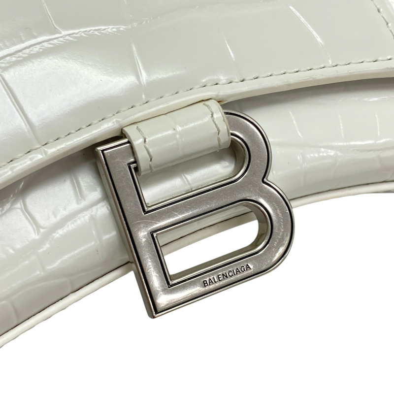 白色 鱷魚紋牛皮 Hourglass 肩背包 592833【Balenciaga 巴黎世家】 592833-5