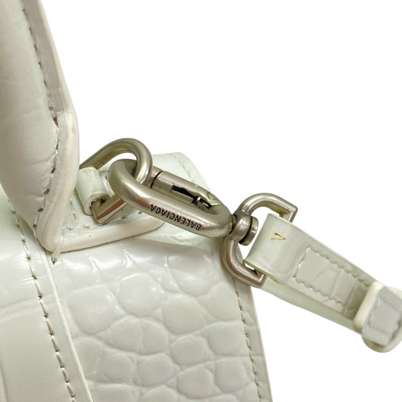 白色 鱷魚紋牛皮 Hourglass 肩背包 592833【Balenciaga 巴黎世家】 592833-6