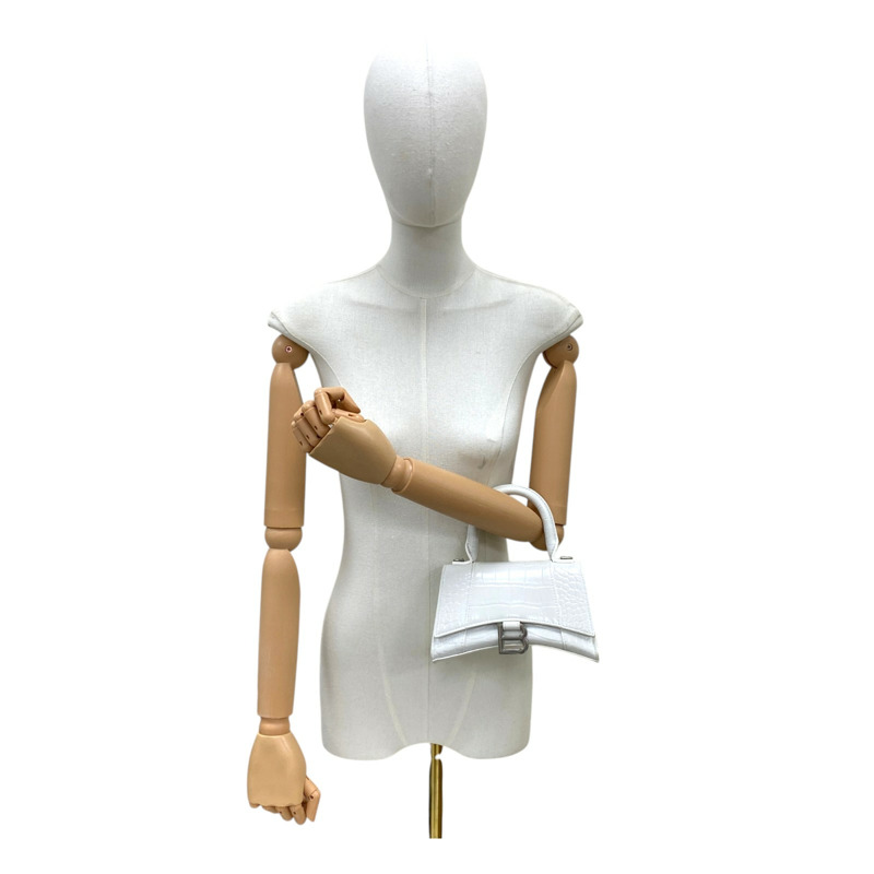 白色 鱷魚紋牛皮 Hourglass 肩背包 592833【Balenciaga 巴黎世家】 592833-7