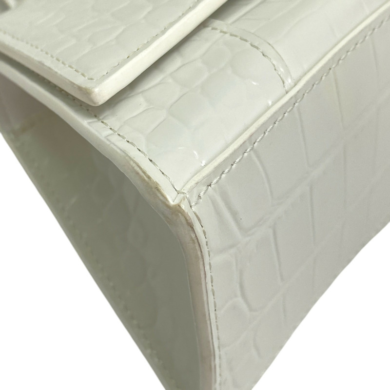 白色 鱷魚紋牛皮 Hourglass 肩背包 592833【Balenciaga 巴黎世家】 592833-9