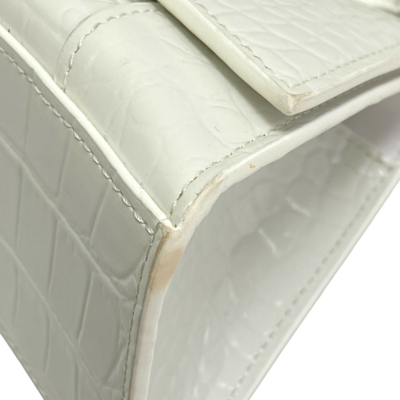 白色 鱷魚紋牛皮 Hourglass 肩背包 592833【Balenciaga 巴黎世家】 592833-10