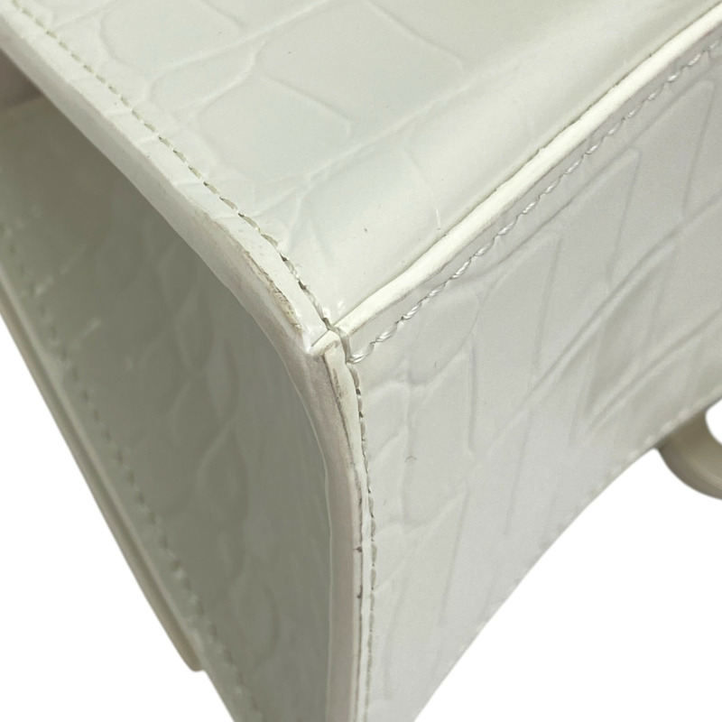 白色 鱷魚紋牛皮 Hourglass 肩背包 592833【Balenciaga 巴黎世家】 592833-11