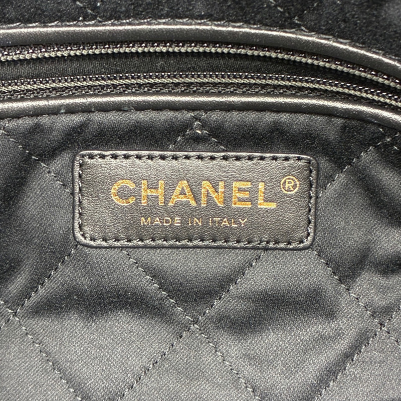 黑色 牛皮 22 中號 肩背包 金釦【CHANEL 香奈兒】 AS3261-6