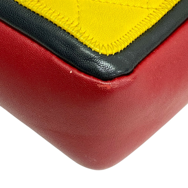 紅/黃/藍色 菱格紋 羊皮 肩背包【CHANEL 香奈兒】-12