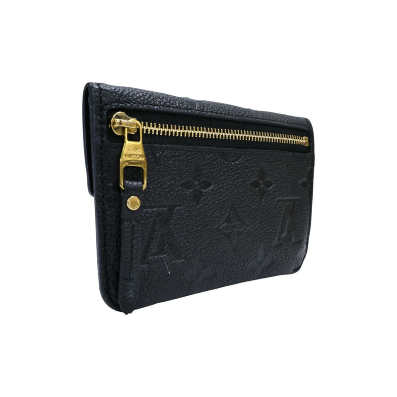 黑色 原花 牛皮壓紋 扣式 短夾【LOUIS VUITTON LV 路易威登】 M60633-1