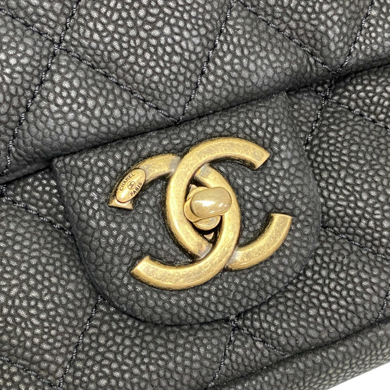 黑色 荔枝紋牛皮 Globe Trotter Flap Bag 肩背包【CHANEL 香奈兒】-7