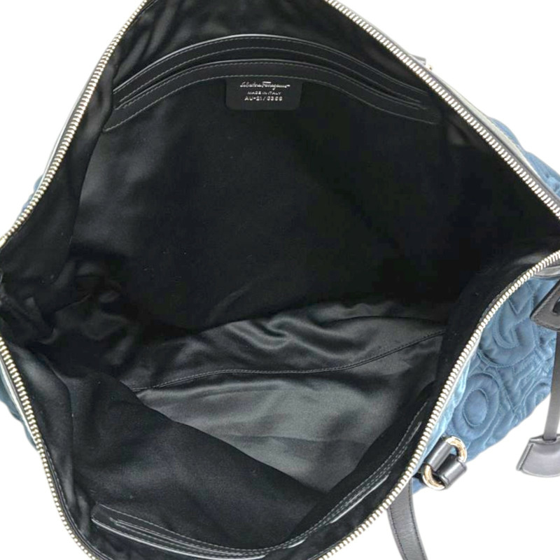 藍色 尼龍 字母 托特包 肩背包 缺背帶鎖頭【Salvatore Ferragamo 費拉格慕】 AU-21/G366-3