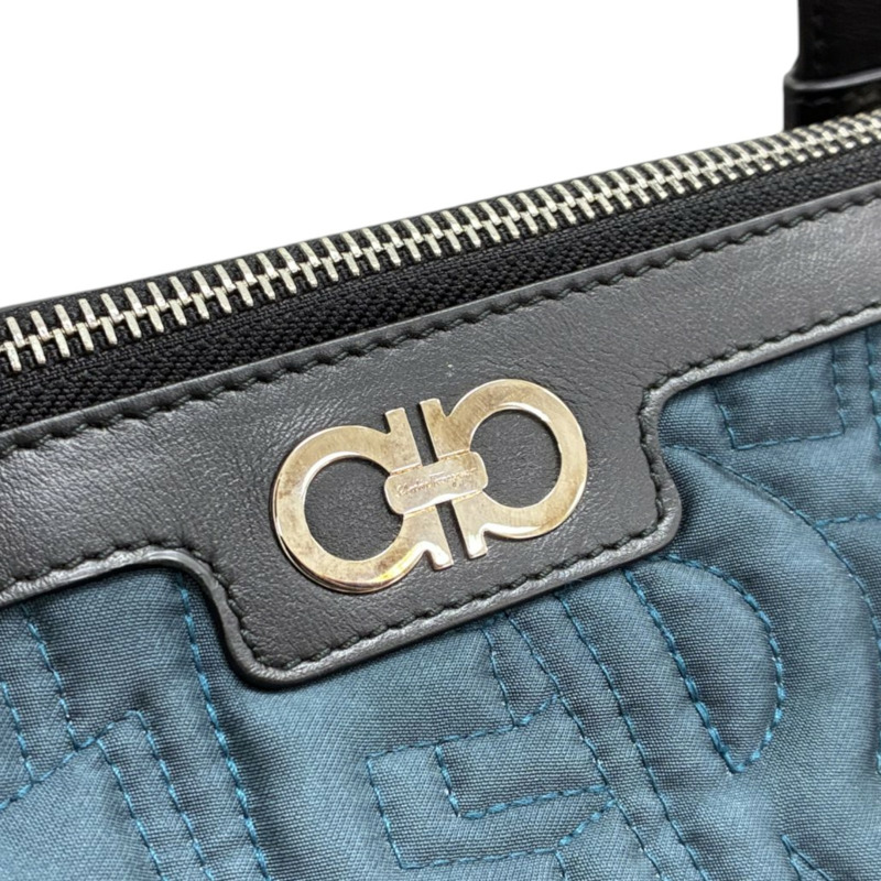 藍色 尼龍 字母 托特包 肩背包 缺背帶鎖頭【Salvatore Ferragamo 費拉格慕】 AU-21/G366-4