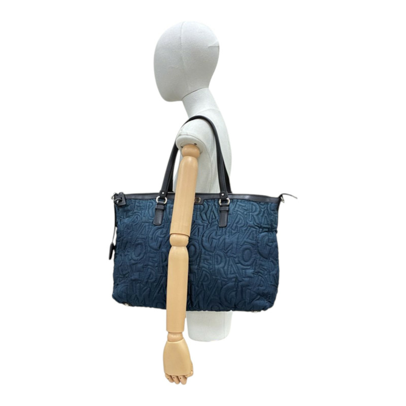 藍色 尼龍 字母 托特包 肩背包 缺背帶鎖頭【Salvatore Ferragamo 費拉格慕】 AU-21/G366-7