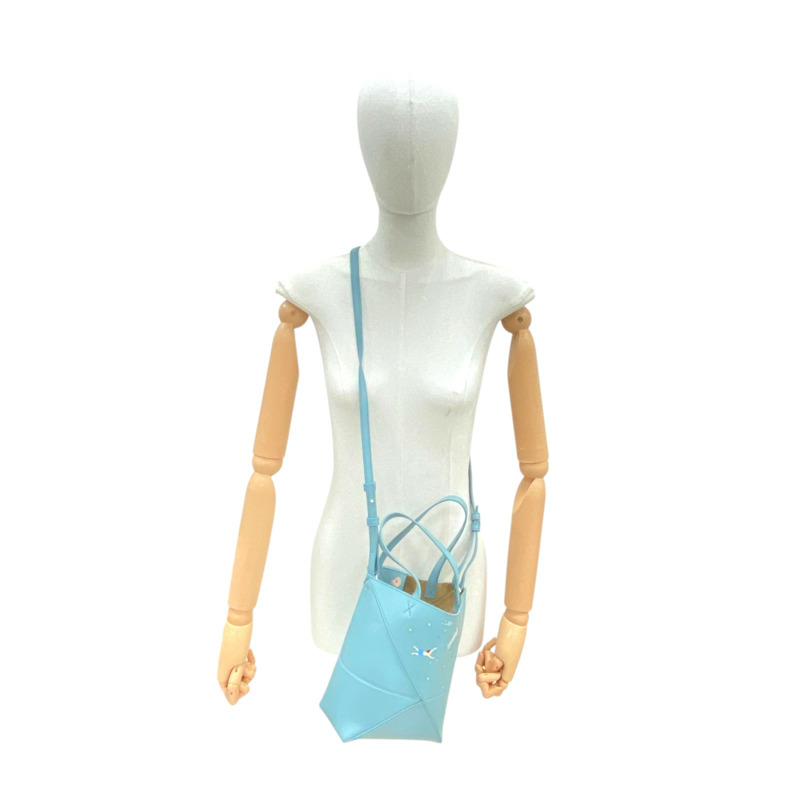 藍色 牛皮 Puzzlefold Tote Mini Suna Fujita聯名 肩背包【LOEWE 羅威】 A779V25X13-7