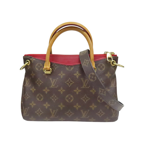 紅/棕色 原花帆布 牛皮 Pallas 肩背包 M41241【LOUIS VUITTON LV 路易威登】 M41241