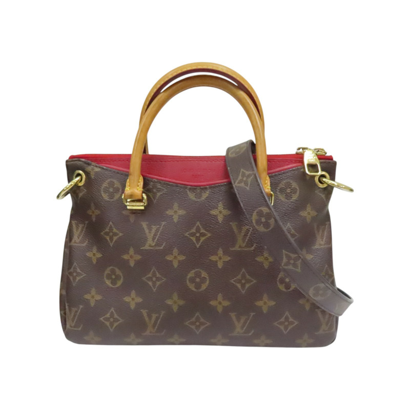 紅/棕色 原花帆布 牛皮 Pallas 肩背包 M41241【LOUIS VUITTON LV 路易威登】 M41241-0