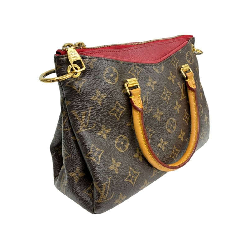 紅/棕色 原花帆布 牛皮 Pallas 肩背包 M41241【LOUIS VUITTON LV 路易威登】 M41241-1