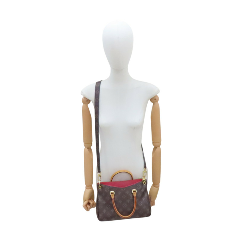 紅/棕色 原花帆布 牛皮 Pallas 肩背包 M41241【LOUIS VUITTON LV 路易威登】 M41241-10