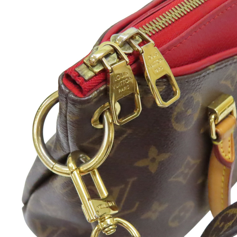 紅/棕色 原花帆布 牛皮 Pallas 肩背包 M41241【LOUIS VUITTON LV 路易威登】 M41241-13