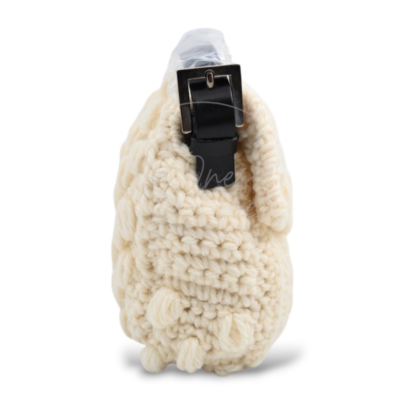 中古 芬迪 Fendi Mamma 法棍包 Baguette Knit Wool  針織羊毛手袋-4