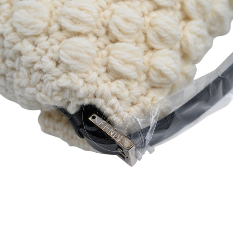 中古 芬迪 Fendi Mamma 法棍包 Baguette Knit Wool  針織羊毛手袋-21