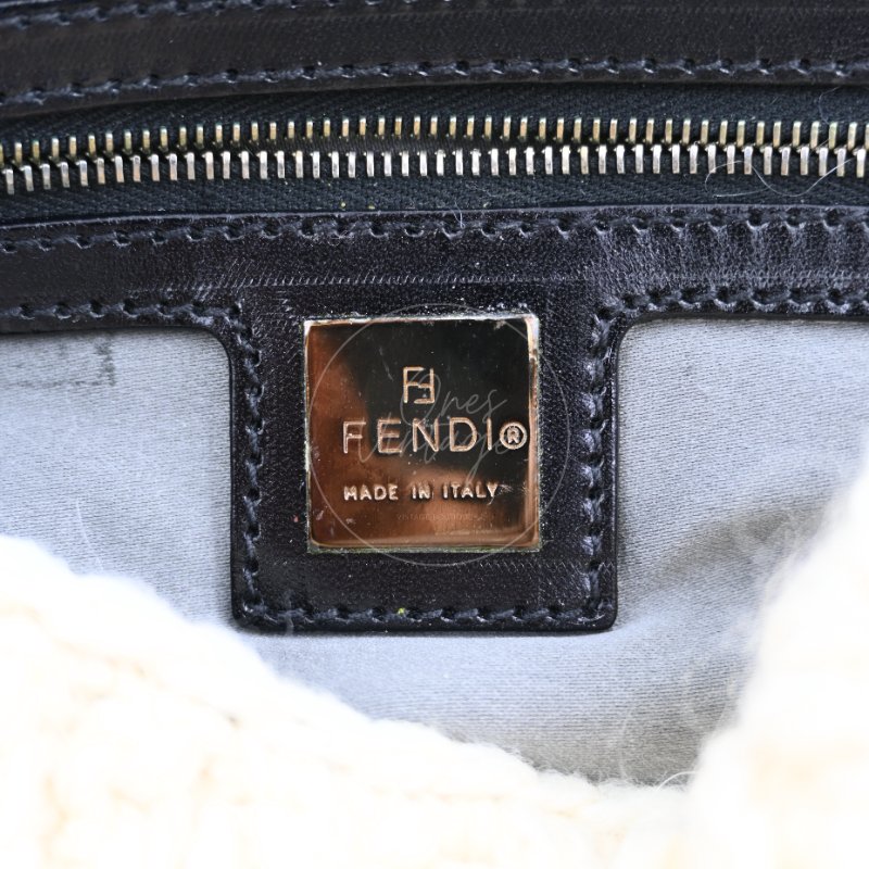 中古 芬迪 Fendi Mamma 法棍包 Baguette Knit Wool  針織羊毛手袋-24