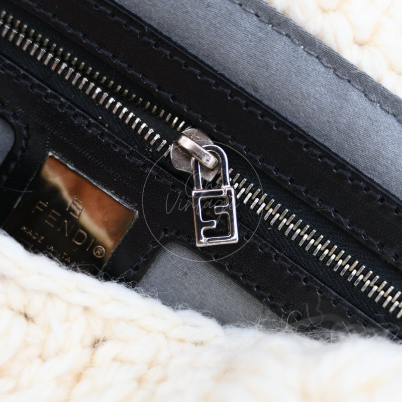 中古 芬迪 Fendi Mamma 法棍包 Baguette Knit Wool  針織羊毛手袋-25